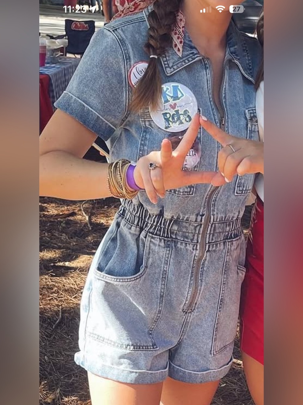 Acid Wash Denim Romper - Light Blue
